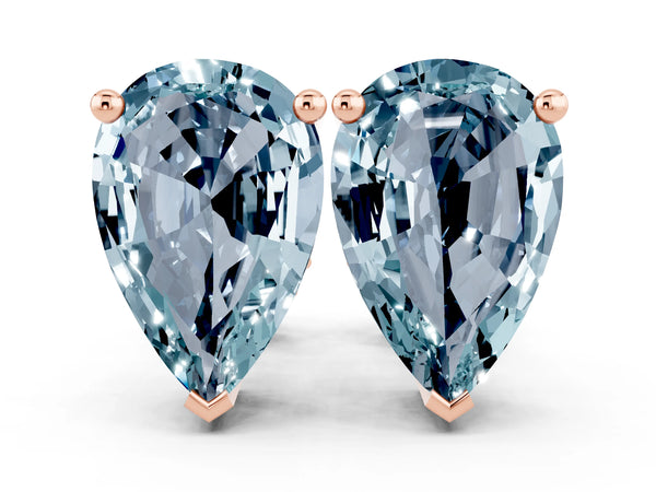 Rose gold Pear Cut Aquamarine Stud Earrings