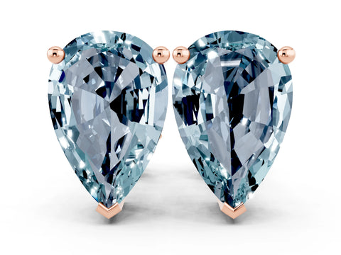 Rose gold Pear Cut Aquamarine Stud Earrings_36
