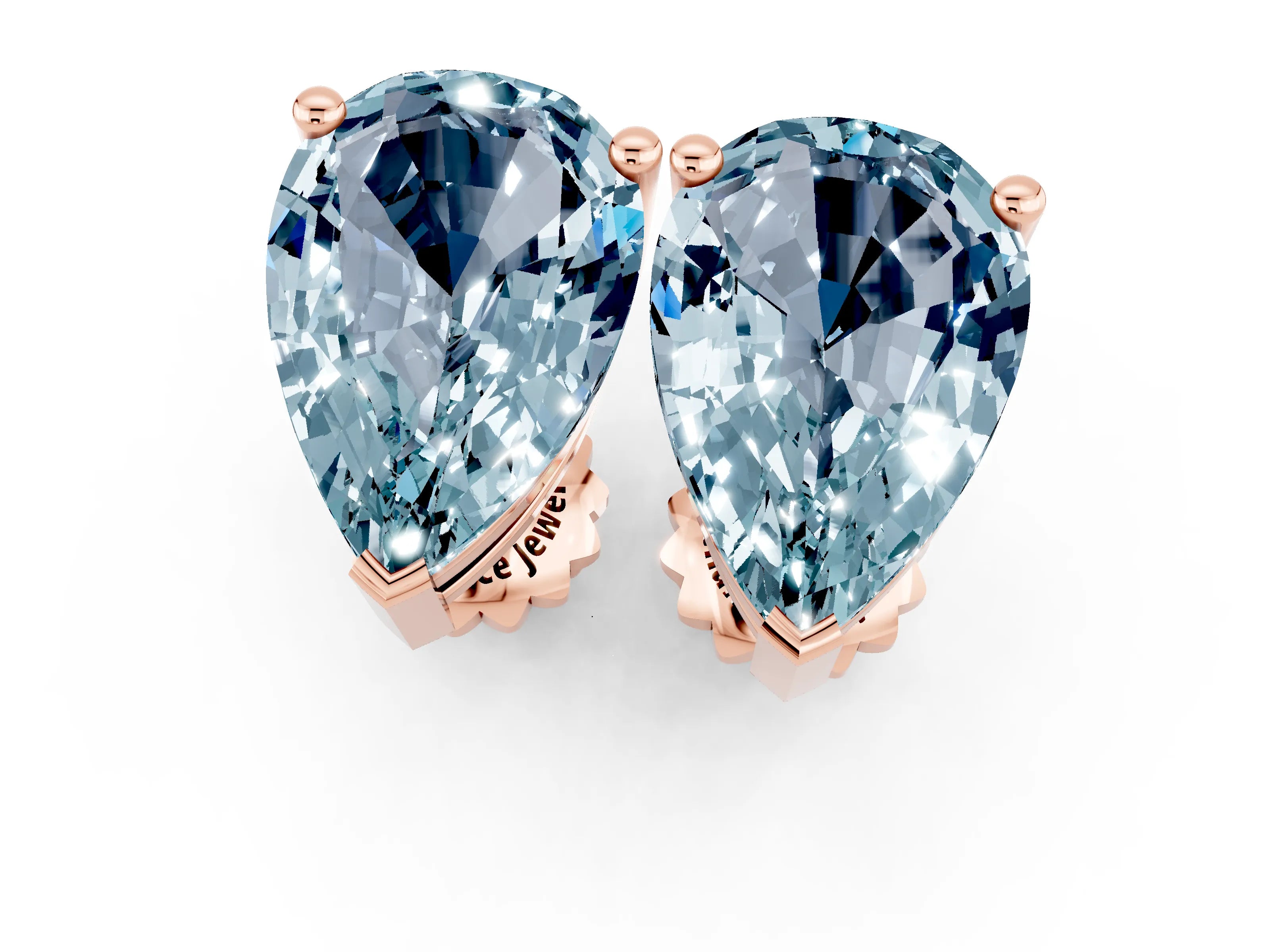 Rose gold Pear Cut Aquamarine Stud Earrings_37