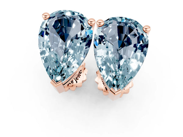 Rose gold Pear Cut Aquamarine Stud Earrings