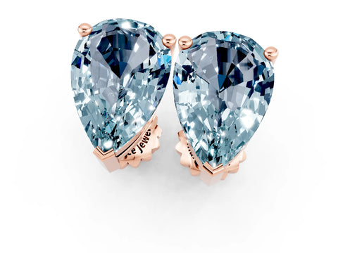 Rose gold Pear Cut Aquamarine Stud Earrings_37