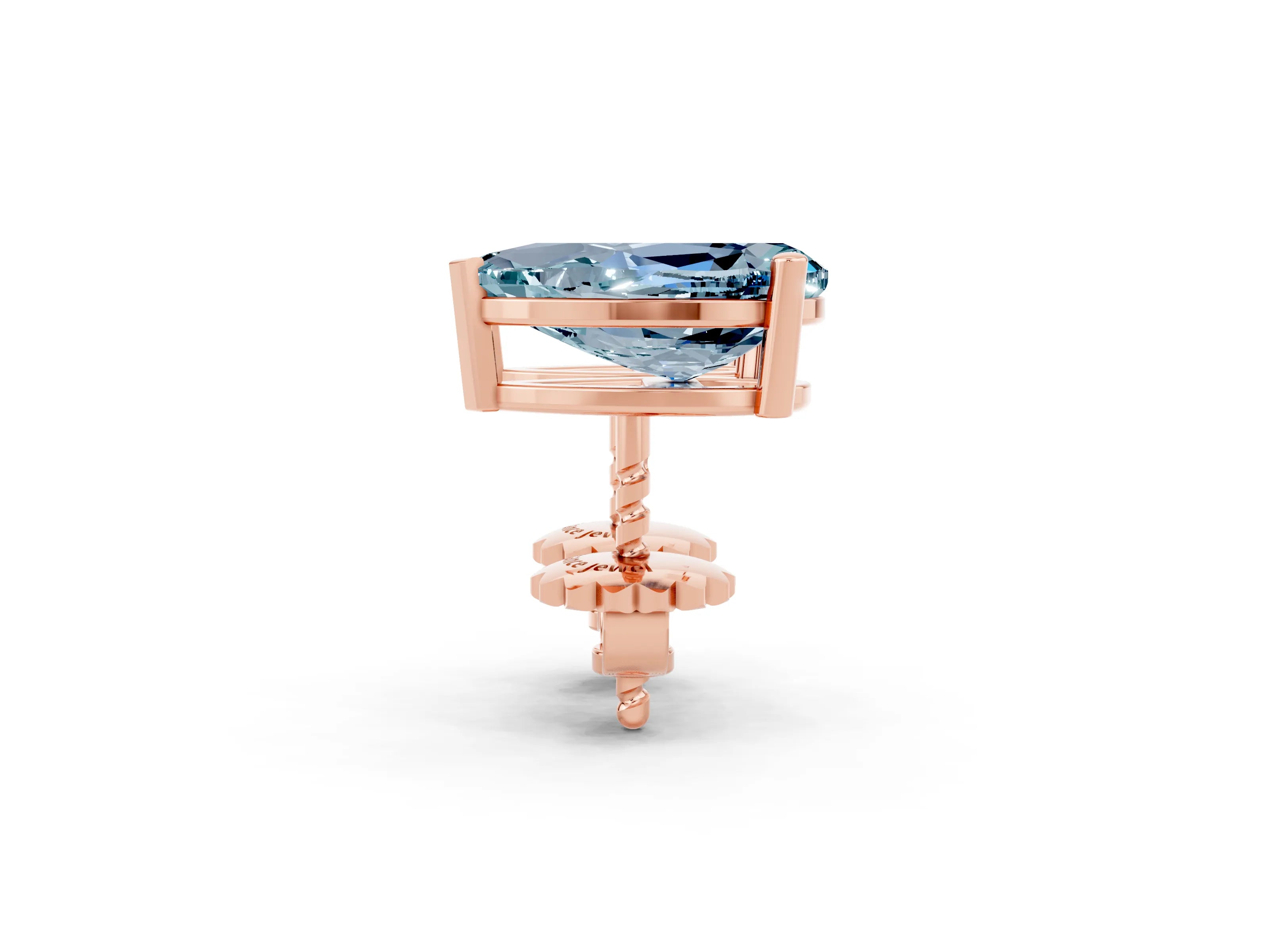 Rose gold Pear Cut Aquamarine Stud Earrings_38