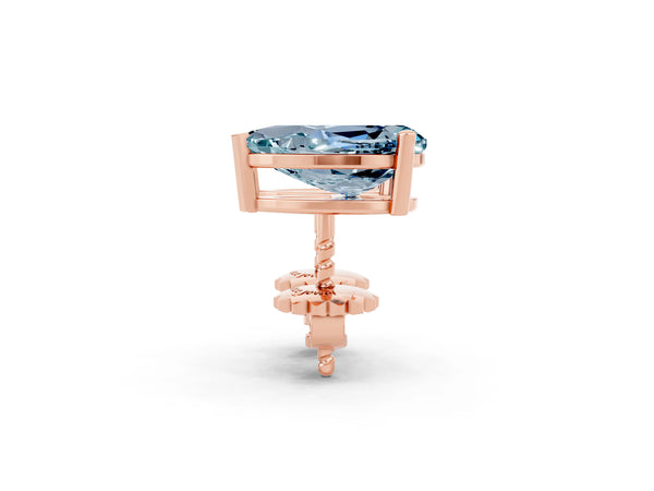 Rose gold Pear Cut Aquamarine Stud Earrings