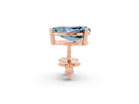 Rose gold Pear Cut Aquamarine Stud Earrings_38