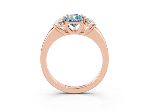 Rose gold Pear Cut Aquamarine Three-Stone Ring with Four-Prong Setting and Classic Band_3