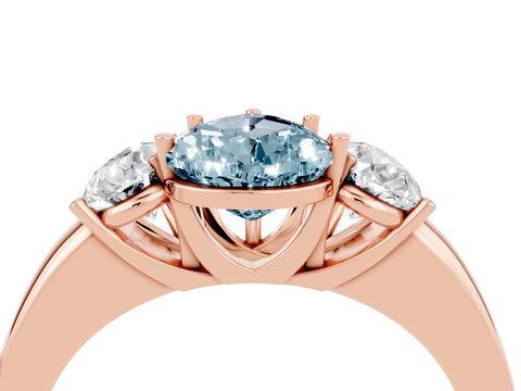 Rose gold Pear Cut Aquamarine Three-Stone Ring with Four-Prong Setting and Classic Band_4