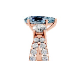 Rose gold Pear Cut Aquamarine Three-Stone Ring with Pavé Split Shank and Four-Prong Setting_17