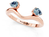 Rose gold Pear Cut Aquamarine Two-Stone Open Band Ring with Prong Setting_7