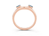 Rose gold Pear Cut Aquamarine Two-Stone Open Band Ring with Prong Setting_9