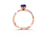 Rose gold Pear Cut Blue Sapphire Engagement Ring with Side Stone Accents and Four-Prong Setting_30