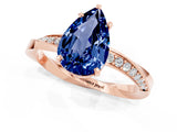 Rose gold Pear Cut Blue Sapphire Engagement Ring with Side Stone Accents and Four-Prong Setting_61