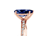 Rose gold Pear Cut Blue Sapphire Engagement Ring with Side Stone Accents and Four-Prong Setting_65