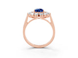 Rose gold Pear Cut Blue Sapphire Floral Double Halo Engagement Ring with Prong Setting_51