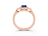 Rose gold Pear Cut Blue Sapphire Halo Ring with Tapered Band and Four-Prong Setting_3