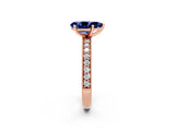 Rose gold Pear Cut Blue Sapphire Milgrain Pavé Engagement Ring with Four-Prong Setting_2