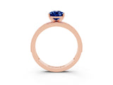 Rose gold Pear Cut Blue Sapphire Milgrain Pavé Engagement Ring with Four-Prong Setting_3