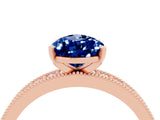 Rose gold Pear Cut Blue Sapphire Milgrain Pavé Engagement Ring with Four-Prong Setting_4