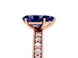 Rose gold Pear Cut Blue Sapphire Milgrain Pavé Engagement Ring with Four-Prong Setting_5
