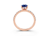 Rose gold Pear Cut Blue Sapphire Pave Band Solitaire Ring with Four-Prong Setting_27