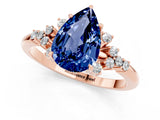 Rose gold Pear Cut Blue Sapphire Ring with Side Stones and Four-Prong Setting_37