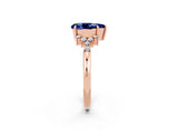 Rose gold Pear Cut Blue Sapphire Ring with Side Stones and Four-Prong Setting_38