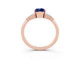 Rose gold Pear Cut Blue Sapphire Ring with Side Stones and Four-Prong Setting_39