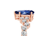 Rose gold Pear Cut Blue Sapphire Scattered Round Accent Ring with Prong Setting_17