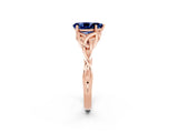 Rose gold Pear Cut Blue Sapphire Solitaire Celtic Knot Ring with Four-Prong Setting_14