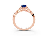 Rose gold Pear Cut Blue Sapphire Solitaire Celtic Knot Ring with Four-Prong Setting_15