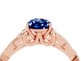 Rose gold Pear Cut Blue Sapphire Solitaire Celtic Knot Ring with Four-Prong Setting_16