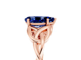 Rose gold Pear Cut Blue Sapphire Solitaire Celtic Knot Ring with Four-Prong Setting_17