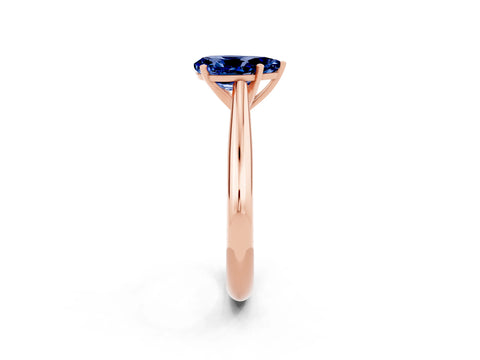 Rose gold Pear Cut Blue Sapphire Solitaire Engagement Ring with Cathedral Setting and Four-Prong Mount_14