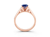 Rose gold Pear Cut Blue Sapphire Solitaire Engagement Ring with Cathedral Setting and Four-Prong Mount_21