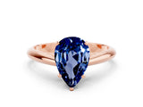 Rose gold Pear Cut Blue Sapphire Solitaire Engagement Ring with Cathedral Setting and Four-Prong Mount_24