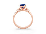 Rose gold Pear Cut Blue Sapphire Solitaire Engagement Ring with Cathedral Setting and Four-Prong Mount_27