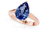 Rose gold Pear Cut Blue Sapphire Solitaire Engagement Ring with Cathedral Setting and Four-Prong Mount_67