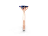 Rose gold Pear Cut Blue Sapphire Solitaire Engagement Ring with Cathedral Setting and Four-Prong Mount_68