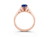 Rose gold Pear Cut Blue Sapphire Solitaire Engagement Ring with Cathedral Setting and Four-Prong Mount_69