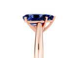 Rose gold Pear Cut Blue Sapphire Solitaire Engagement Ring with Cathedral Setting and Four-Prong Mount_71