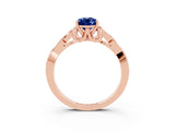 Rose gold Pear Cut Blue Sapphire Solitaire Engagement Ring with Celtic Knot Band and Four-Prong Setting_3