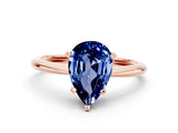 Rose gold Pear Cut Blue Sapphire Solitaire Engagement Ring with Classic Band and Four-Prong Setting_12