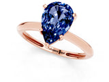 Rose gold Pear Cut Blue Sapphire Solitaire Engagement Ring with Classic Band and Four-Prong Setting_13