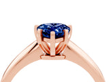Rose gold Pear Cut Blue Sapphire Solitaire Engagement Ring with Classic Band and Four-Prong Setting_16