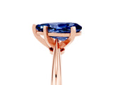 Rose gold Pear Cut Blue Sapphire Solitaire Engagement Ring with Classic Band and Four-Prong Setting_17