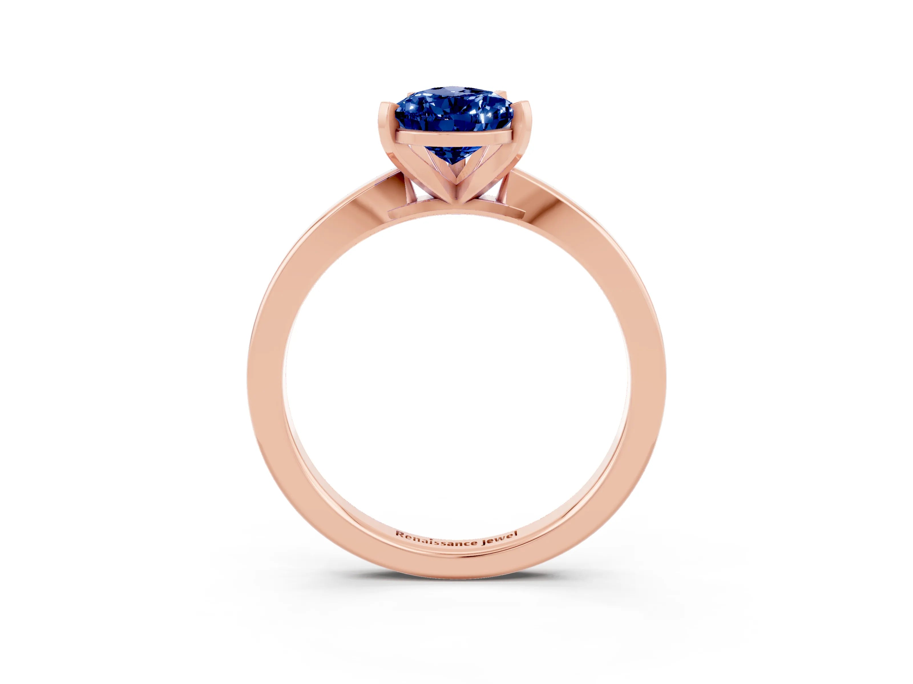 Rose gold Pear Cut Blue Sapphire Solitaire Engagement Ring with Classic Band and Four-Prong Setting_27
