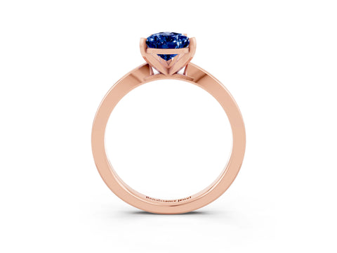 Rose gold Pear Cut Blue Sapphire Solitaire Engagement Ring with Classic Band and Four-Prong Setting_27