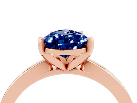 Rose gold Pear Cut Blue Sapphire Solitaire Engagement Ring with Classic Band and Four-Prong Setting_28