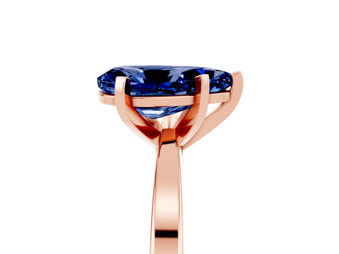 Rose gold Pear Cut Blue Sapphire Solitaire Engagement Ring with Classic Band and Four-Prong Setting_29
