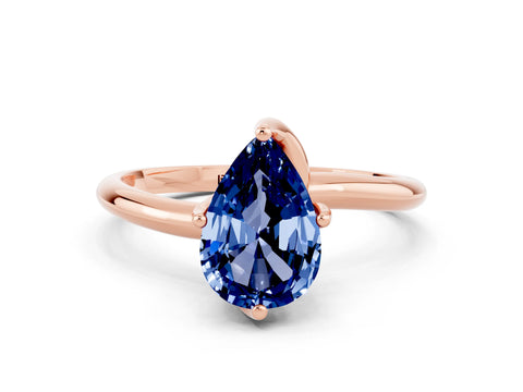 Rose gold Pear Cut Blue Sapphire Solitaire Engagement Ring with Four-Prong Setting and Classic Band_12