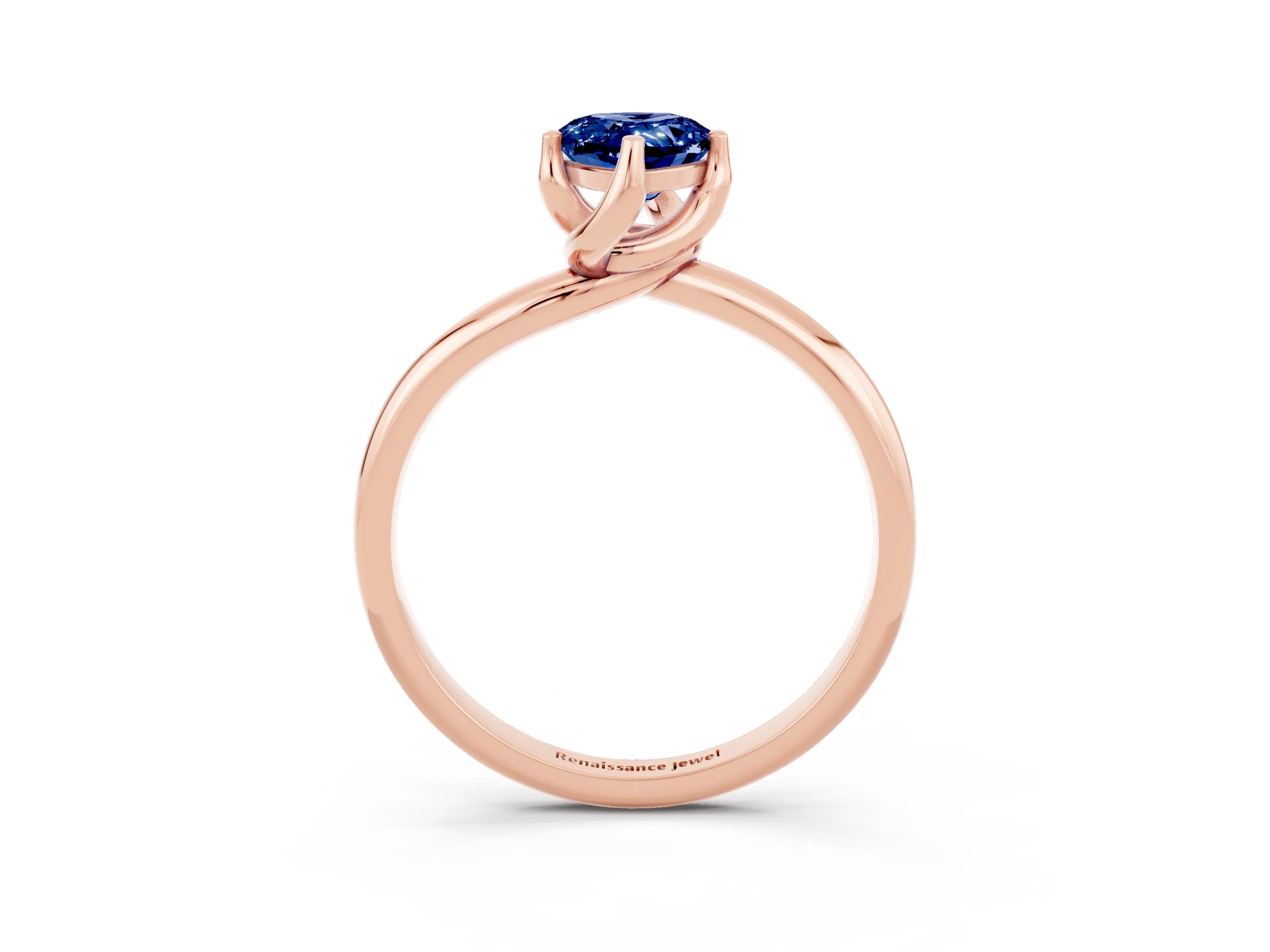 Rose gold Pear Cut Blue Sapphire Solitaire Engagement Ring with Four-Prong Setting and Classic Band_15